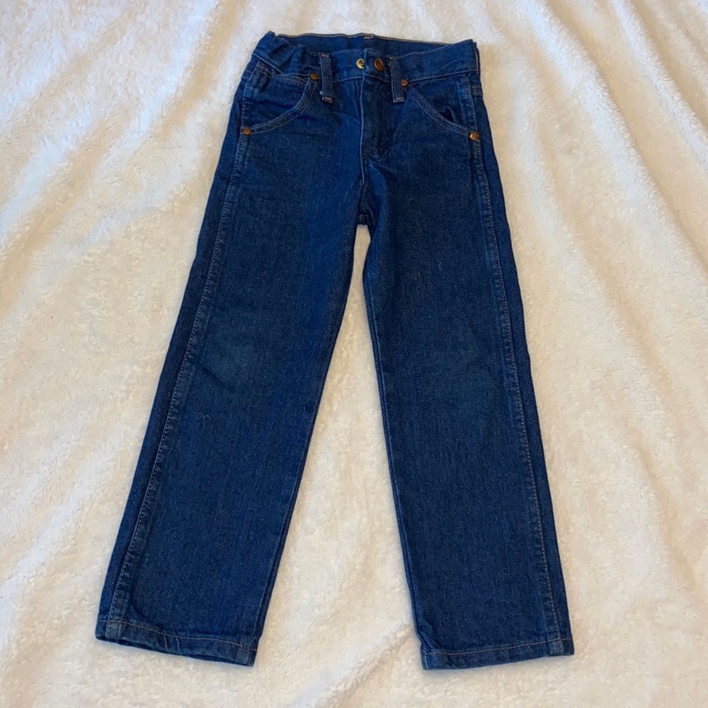 Little Boys Kids Wrangler Cowboy Denim Jeans size 5 slim classic bootleg shape
